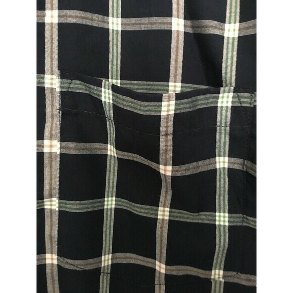 Men's Medium Wrangler Blue Plaid Short Sleeve Pearl Snap Button Up Shirt - Picture 4 of 8